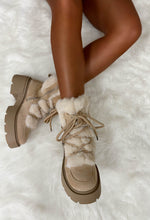 Take Your Chance Cream Faux Fur Lace Up Boots