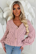 Taylor Baby Pink Chunky Cable Knitted Cardigan