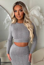 Tell Me Everything Grey Ultra Soft Cable Jumper And Skirt Co-Ord Set