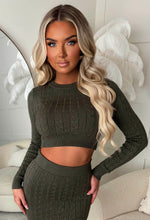 Tell Me Everything Khaki Ultra Soft Cable Jumper And Skirt Co-Ord Set