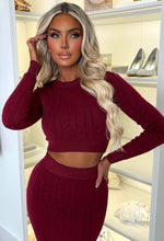 Tell Me Everything Wine Ultra Soft Cable Jumper And Skirt Co-Ord Set