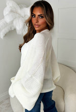 That Effortless Look Cream Balloon Sleeve Knitted Cardigan