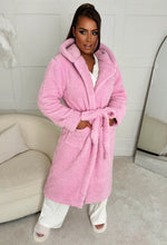 That's A Wrap Pink Chunky Fleece Hooded Midaxi Robe