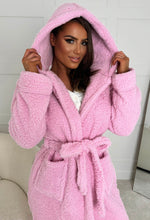 That's A Wrap Pink Chunky Fleece Hooded Midaxi Robe