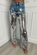 Time To Sparkle Mid Blue Stretch Sequin Jeans