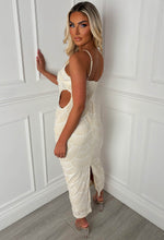 Turning Heads Cream Beaded Cut Out Dress