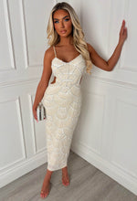 Turning Heads Cream Beaded Cut Out Dress