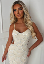 Turning Heads Cream Beaded Cut Out Dress