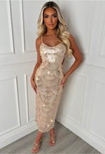 Turning Heads Taupe Beaded Cut Out Dress