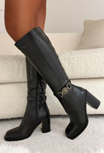 Ultimate Flirt Black Knee High Lion Buckle Detail Boots