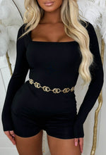 Ultimate Desire Black Square Neck Long Sleeve Playsuit