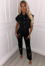 Ultimate Shine Black Sparkle Cut Off Denim Jacket