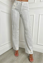 Ultimate Sparkle White Straight Leg Stretch Diamante Jeans