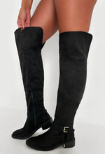 Unreal Love Black Faux Suede Thigh High Flat Boots