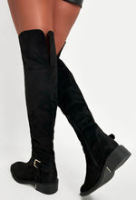 Unreal Love Black Faux Suede Thigh High Flat Boots