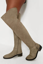 Unreal Love Taupe Faux Suede Thigh High Flat Boots