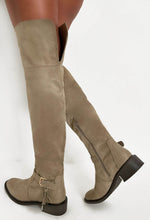 Unreal Love Taupe Faux Suede Thigh High Flat Boots