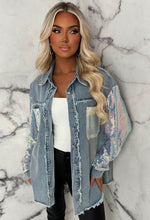 Urban Bling Light Blue Contrast Sequin & Denim Jacket