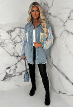 Urban Bling Light Blue Contrast Sequin & Denim Jacket