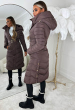 Urban Revival Brown Chevron Belted Hooded Fleece Lined Coat