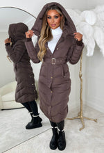 Urban Revival Brown Chevron Belted Hooded Fleece Lined Coat