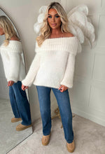 Very Cutesy Cream Ultra Soft Off The Shoulder Jumper