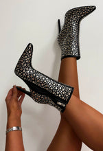 What A Baddie Black Silver Embellished Boots