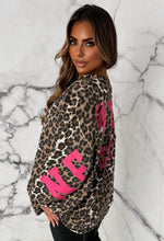 Wild Chic Beige Leopard New York Oversized Sweatshirt