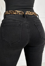 Wild & Chic Black Stretch Contrast Leopard Jeans