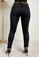 Wild & Chic Black Stretch Contrast Leopard Jeans