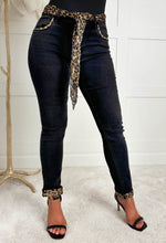 Wild & Chic Black Stretch Contrast Leopard Jeans