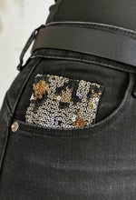 Wild Patch Dark Blue Stretch Sequin Patchwork Leopard Jeans